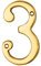 Polished Brass Door Number 3-75mm Height - 4mm Depth - House Numeral Plaque | Front Door House Numbers - Decorative External Door Letters - Numeral & Letter Plaques