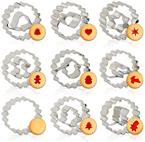 Esportic 9 Pack Stainless Steel Christmas Cookie Cutter Set, Includes Christmas Tree, Heart, Snowflake, Gingerbread Man Shapes