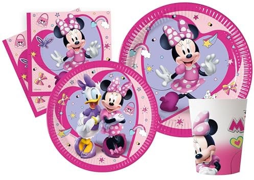 Ciao-Kit Mesa Fiesta Party Disney Minnie Junior 8 personas (44 pzas: platos, vasos, servilletas) Vajilla, sólido, color rosa, (AZ003)