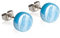 Runde Ohrstecker mit blauem Stein in Perlmuttoptik • Bunte Ohrringe für Damen • Nachhaltiger Modeschmuck aus Edelstahl & Glas • Ø 8mm