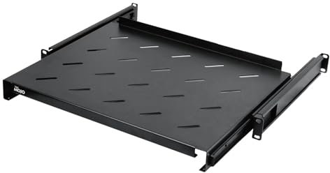 Tecmojo 1U Sliding Rack Shelf,4-Post Vented Rack Mount Shelf,13.8in Deep with Adjustable Mounting Depth 13.8-19.7in,Supports to 110lbs,for 19 Inch AV/Network Equipment Rack,Unassembled,Black