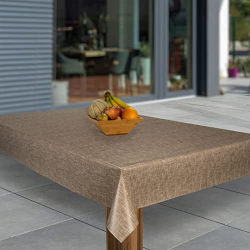 laro Wachstuch-Tischdecke Abwaschbar Wachstischdecke PVC Plastik-Tischdecken Eckig Meterware Abwischbar, Muster:Beige Braun, Größe:130x220