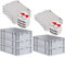PROREGAL SuperSparSet 5x Eurobox NextGen Grip mit Scharnierdeckel und roten Schiebeschnappverschlüssen, HxBxT 17x40x60cm, 34 L, Grau, Griffe geschlossen, Eurobehälter, Transportbox