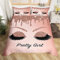 Eyelash Duvet Cover Double Gorgeous Makeup Girly Bedding Set for Girls Women Rose Gold Bedroom Decor,Glitter Sequins Stars Comforter Cover Stylish Fashion Quilt Cover 2 Pillow Cases