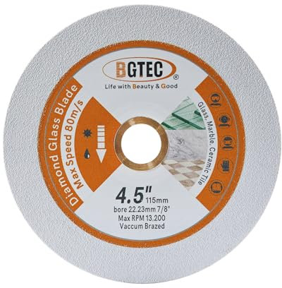 Disco da taglio per vetro - BGTEC 4,5 lama da taglio diamantata da 115 mm per vetro, giada, cristallo, bottiglia di vino, piastrelle di ceramica, marmo, pietra artificiale