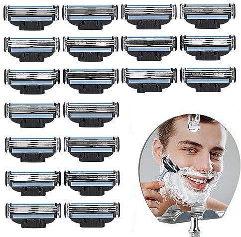 Mach 3 Klingen Rasierer Klingen Manuelle Nassrasierer Herren Professioneller Friseur Bartklingen 3 Rasierklingen Klingen Nachfüllungen Männer Vaterstagsgeschenk(20 Stück)