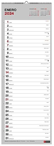 Miquelrius - Wandkalender 2024 Basic, Größe 155 x 430 mm, mit Platz zum Notieren, Doppelspiralbindung, Spanisch