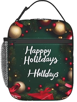 Happy Holidays Lebensmittel-Handtaschen-Etui für Reisen, Arbeit, Picknick, Kühltasche, Lunch-Tasche, Lunchbox, wiederverwendbare isolierte Lunch-Tasche