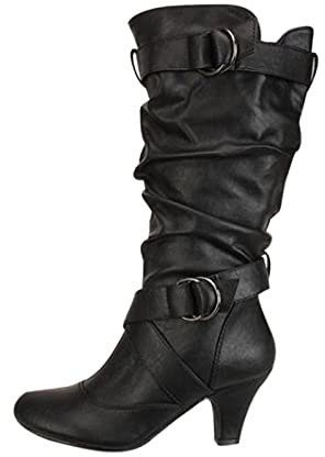 Stivali Donna Morbidi Invernali con Tacco Biker Boots Neri Alti Texani Stivaletti Camoscio Equitazione Stivali Cowboy Western Texani Biker