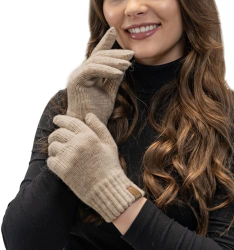 Vivisence Guanti Invernali Monocolorati Da Donna 7014R, Beige,Taglia Unica