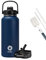 Fjbottle Trinkflasche Edelstahl mit Strohhalm 950ML/1200ML - 2xDeckeln BPA-Frei Wasserflasche Auslaufsicher- Sport Fahrrad Thermo Flasche Thermoskanne für Sprudel, Schule, Fitness