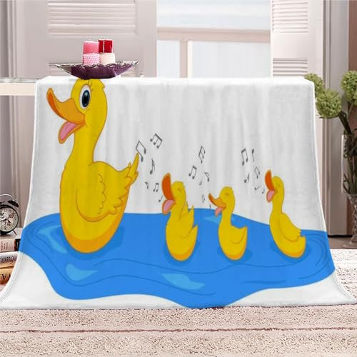 Wohndecke Flanell Fleece Decken Ente 3D Druck Kuscheldecke Flauschig Weiche Sofadecke Süße Tiere Warme Sherpa Schlafsofa Decke für Bett,Couch,Mädchen Jungen Kinder Nap Decke 100x130cm