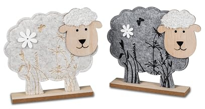 formano Dekoratives Osterschaf Filz Schaf mit Blume 1 Modell von 2, 14cm Sortiert- Dekoration Ostern