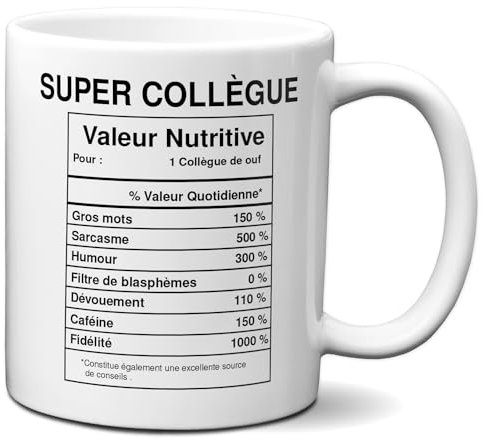 L'Esprit Des Anges Mug Idée Cadeau Super Collègue de Travail Valeur Entreprise Nouveau Job 320 ml Blanc Céramique Rond Réutilisable Passe au Micro-Onde et Lave-Vaisselle