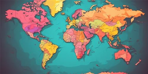 Lihogbo Diamond Painting Bilder Weltkarte Diamond Painting Erwachsene DIY Set Full Diamond Painting Kinder Stickerei Bilder Kreuzstich Set Wall Wohnzimmer Schlafzimmer Home Decoration (50x100cm)-d91