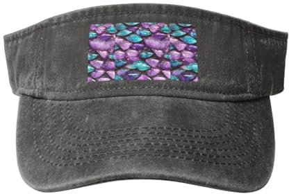 Meerjungfrauen-Sonnenhut, Pastellrot, Violett, Aqua-Druck, stilvoller Denim, offener Sonnenhut für Alltag und Sport, Meerjungfrau Pastell Rot Lila Aqua, L/Einheitsgröße