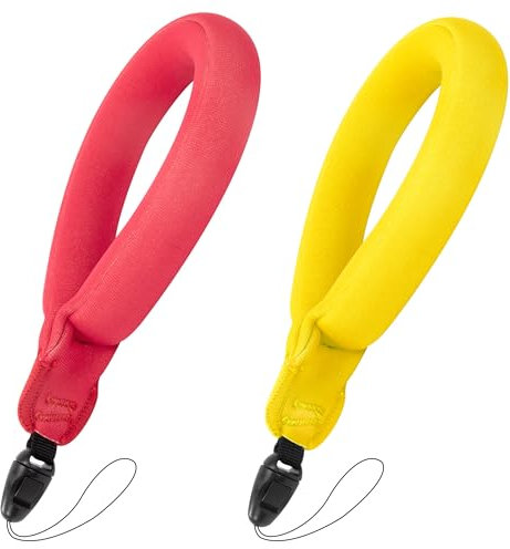 AYMQC Schwimmende Handschlaufe Wasserdichte Schwimmend Handgelenkschlaufe Kamera Schaumstoff Handgelenkriemen für Unterwasserkamera Digitalkamera 2 Stück (Rot und Gelb)