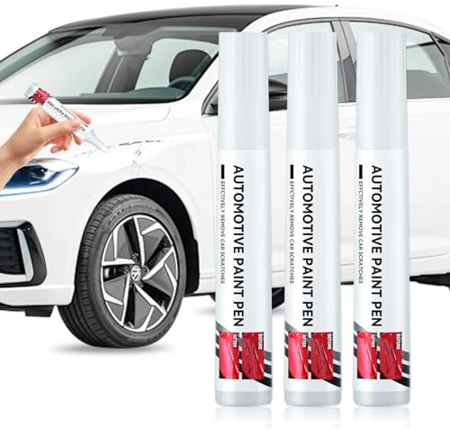 Miioto Pluma De Retoque Coche, Pintura Blanca Coche, 3 Piezas Reparación de Pintura de Coche, Rotulador De Reparación De Arañazos, Rotulador Arañazos Coche, Repara Arañazos de Coche