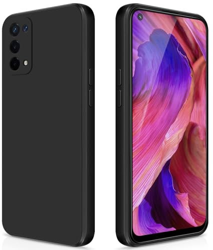 GiiYoon Hülle Kompatibel mit Oppo A54 5G, Hochwertiges Liquid Silicone Case, Rundumschutz Handyhülle, Kratzfestes Weiches Mikrofaserfutter- Schwarz