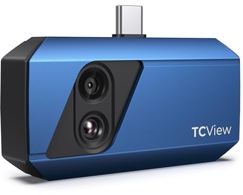 TOPDON TC001 Plus Wärmebildkamera Android, 512x384 TISR-Auflösung mit Visueller Kamera, –20°C~550°C Temperaturbereich, 25Hz Bildfrequenz, Dual-Objektiv Wärmebildkameras für Smartphone,Tablet und PC
