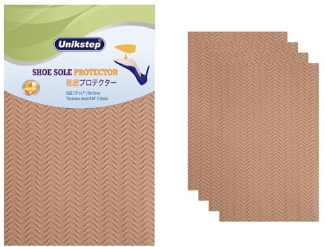 UNIKSTEP 4 pezzi di protezione per la suola della scarpa, design ondulato, fondo della scarpa e cuscinetti antiscivolo autoadesivi sul tallone (Cachi)