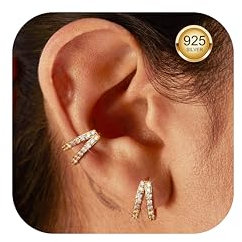 ORAZIO Ohrringe Creolen Gold für Damen Mädchen Ohrringe Gold 14K Ohrstecker Creolen Silber 925 Klein mit Zirkonia Piercing Ohr Knorpel Damenohrringe Hypoallergen Goldene Ohrringe Gold Schmuck