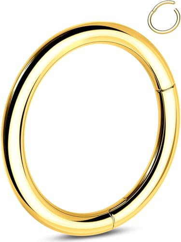 OUFER Titan 16G Knorpel Ohrpiercing Gold Nasenpiercing Ring 6mm Nasenpiercing Titan Nasenring Clicker Helix Piercing Schmuck Daith Piercing Schmuck