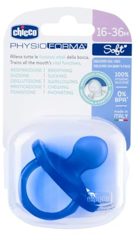 Chicco PhysioForma - Ciuccio per bambini (16-36 mesi), ciuccio con forma unica per sostenere la respirazione del bambino, materiale morbido in silicone, senza BPA (blu scuro)