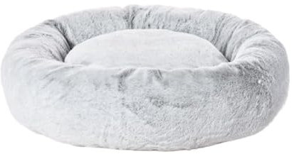 Dehner Lieblinge Kuschelbett Tender, Hundebett/Katzenbett pflegeleicht/hygienisch, ca. Ø 67 cm (Innen: ca. 37 cm), Höhe 15 cm, Größe M, Polyester, grau