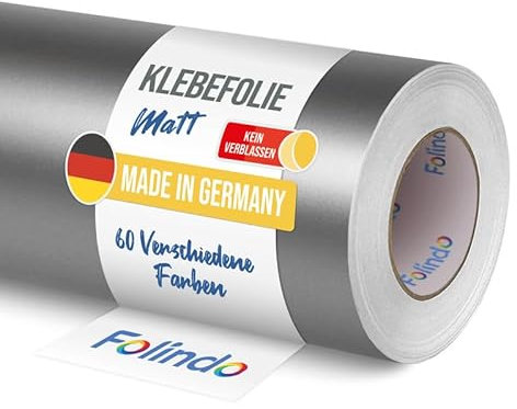 FOLINDO Möbelfolie selbstklebend 090 Silbergrau Matt 5m x 63 cm - Klebefolie Möbel, Klebefolie Küche, Möbelfolie, Folie für Möbel, Möbelfolie selbstklebende Folie, Küchenfolie selbstklebend
