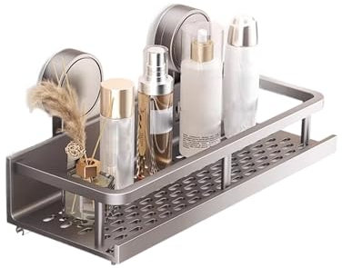 lesulety Duschablage Ohne Bohren Mit Saugnapf Duschregal Badablage Ohne Bohren Badezimmer Organizer Duschgel Halterung für Shampoo Conditioner,Grau,30CM