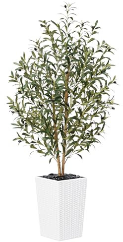 VeriNatural Olivier Artificiel 150 CM Plante Artificielle Intérieur Extérieur Grand Arbre - 1098 Feuilles en Soie Résistant UV, Fausse Plante sans Entretien - Décoration Maison Balcon Jardin
