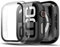 TGKML 2-Stück Kompatibel mit Apple Watch SE 2/SE/6/5/4 Schutzhülle mit Displayschutzfolie 40mm, Hard Gehäuse Eingebaut Kratzfest Gehärtetes Glas Schutzfolie für iWatch 40mm, Schwarz/Klar