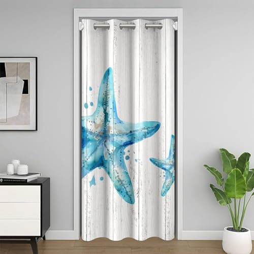 Loussiesd Gald Octopus Türvorhang 106x203cm 1 Panel Ozean Kraken Vorhang Tentakel SeaLeben Sea Tier Vorhang für Innentür Raumteiler Weiß Gald