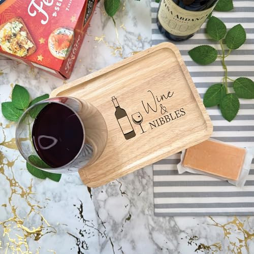 Just Printed Wine and Nibbles Board | Cheese and Wine Board | Drinks Board | Serving Board | Cheese and Glass Tray | Glass Holder