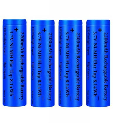 4 Stück 2200mAh Akku NI-MH Wiederaufladbarer, 3.7V Flat Top NiMH Akkus, 3.7Volt Hohe Kapazität Batterie für Kamera, Kleinen Lüfter, LED Stirnlampe, Solarleuchten, Mit Aufbewahrungsbox