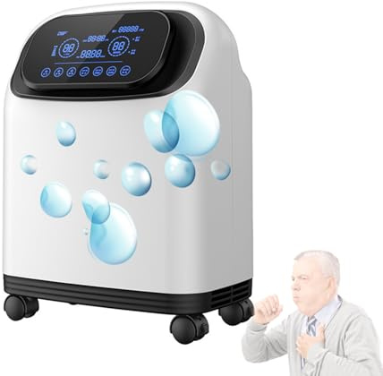Sauerstoffkonzentrator 1–9 L/min – 90–93 % Reinheit – Tragbares leises Sauerstoffgerät mit Ionisator, Vernebler, Nachtlicht, Touchscreen & Bluetooth – Für Zuhause, Senioren, Reise, Alltag