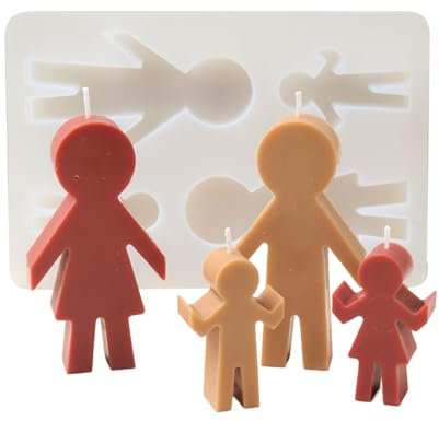 Familia de cuatro figuras de silicona para hacer jabón, cemento, yeso, moldes de silicona para decoración del hogar