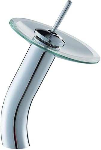 Robinet de lavabo en cuivre Robinet de lavabo de salle de bain WC Robinet de lavabo en verre rond chromé Mélangeur d'eau froide Disque dur simple
