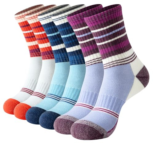 BISOUSOX Calcetines Lana Merino Mujer Senderismo Transpirable Calcetines Invierno Esqui para Montañismo Actividades Outdoor 3 Pares Regalo para Mujer Madre
