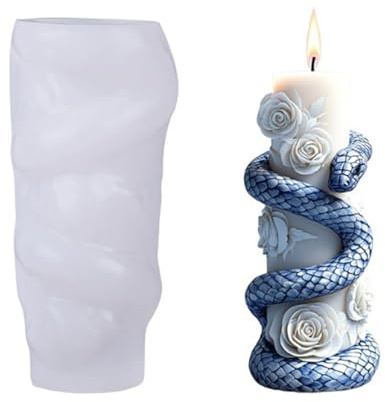 UR URLIFEHALL 1 Pc Silicone Pillar Candle Moulds Snake Animal Cylinder Resin Moulds for DIY Candles Soap Aromatherapy Crafts Home Party Decor