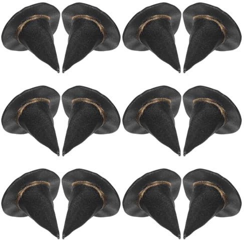 12 Kleine Hexenhüte aus Filz und Kunststoff für Halloween Geschenkideen