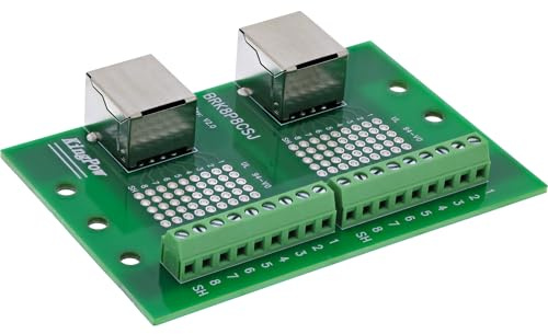 InLine Terminalblock für Hutschiene, 2x RJ45 Buchse, gerade, 2x Schraubklemme, DIN-Rail Adapter für Netzwerkprojekte mit Doppelanschluss, 92505C
