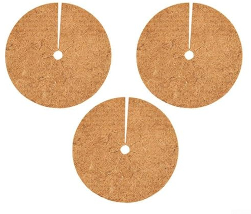 Drivstraw Coconut Mulching Discs 3 Pack for Planters and Pots, Natural Coconut Fiber Mat with High Water Retention, Fits 20-60 cm Diameter, for Garden, Balcony, Nursery,(40CM)