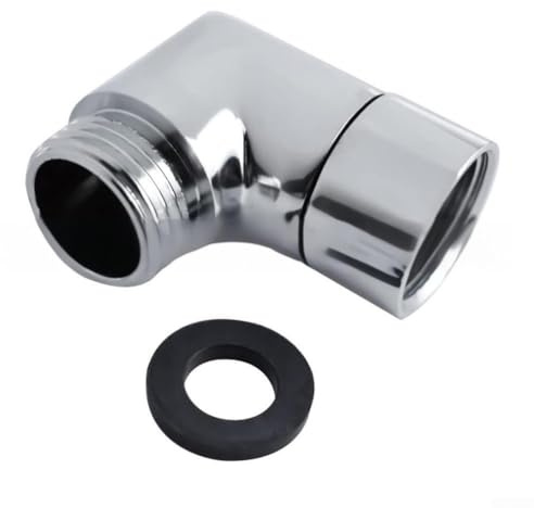 90 Degree Shower Adapter with Threaded Fittings for Connecting Shower Hose to Fixed or Handheld Shower Head