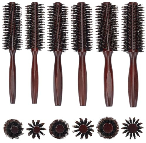 GOMAKERER 6 Stk. 6 Stli Haar-Rundbürste Set, 4.4/4.6/5cm Haarbürste Mit Nylonborsten Retro-Farben Rundbürste Klein Runde Haarbürste Zum Föhnen Locken Glätten Und Glanz