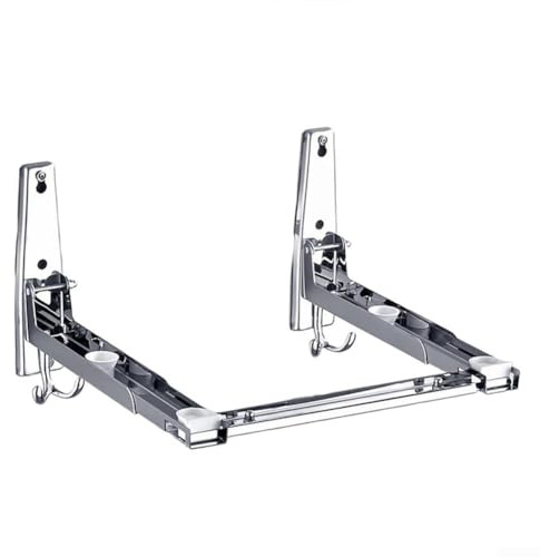 Stainless Steel Microwave Oven Shelf with Adjustable Folding Brackets SpaceSaving Design Includes 2 Hooks Supports Up to 60 kg for Kitchen nization