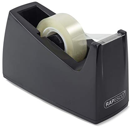 Rapesco RPDT30BK Dévidoir de Ruban Adhésif 300 avec un Noyau de 25 mm, Ruban Adésif Non Inclus, Noir