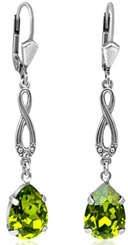 Jugendstil Ohrringe Silber Grün Kristall Damen Ohrhänger NOBEL SCHMUCK