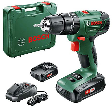Bosch 06039A3301 Perceuse-visseuse à percussion PSB 1800 li-2 avec 2 batteries 18 V 1, 5 Ah